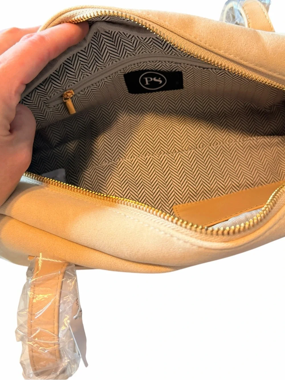 Pretty Simple Sally Vegan Suede Barrel Shoulder Bag High Quality Oat